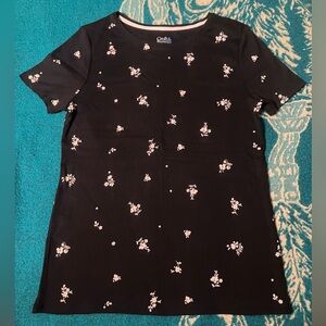 Women’s Black and White Floral T Shirt NEW XS
